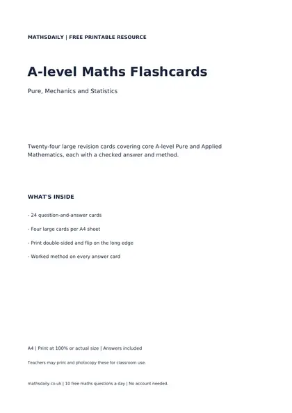 Preview of the A level flashcards (page 1)