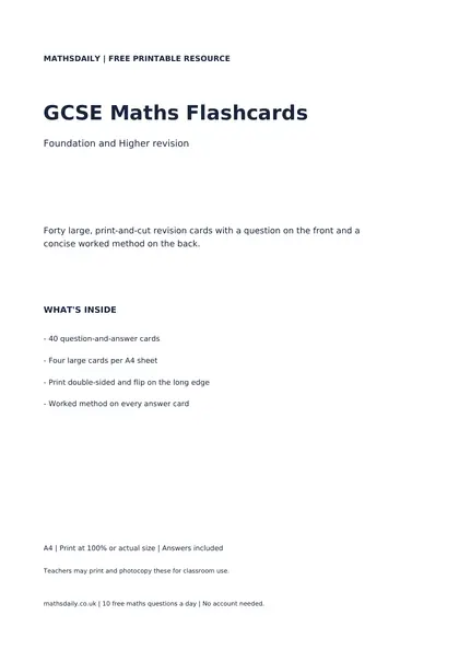Preview of the GCSE flashcards (page 1)